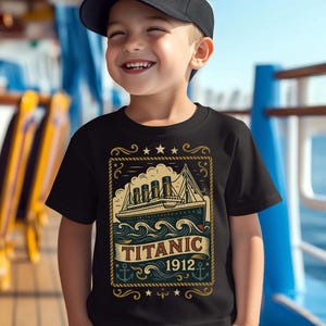 Titanic 1912 Kids Shirt – Museum Visit Gift – RMS Titanic Historic Ship Tee – Future Captain Gift – Cruise Souvenir for Boys & Girls, T130