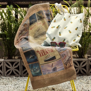 Titanic polycotton towel, white star line bath towel, personalized boy's towel - gift for kid's, Titanic towel