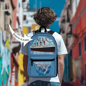Sacs à dos d'école Boy Titanic - Sac à dos personnalisable pour garçon, cadeau personnalisé pour amateur d'histoire, cartable unique, T018