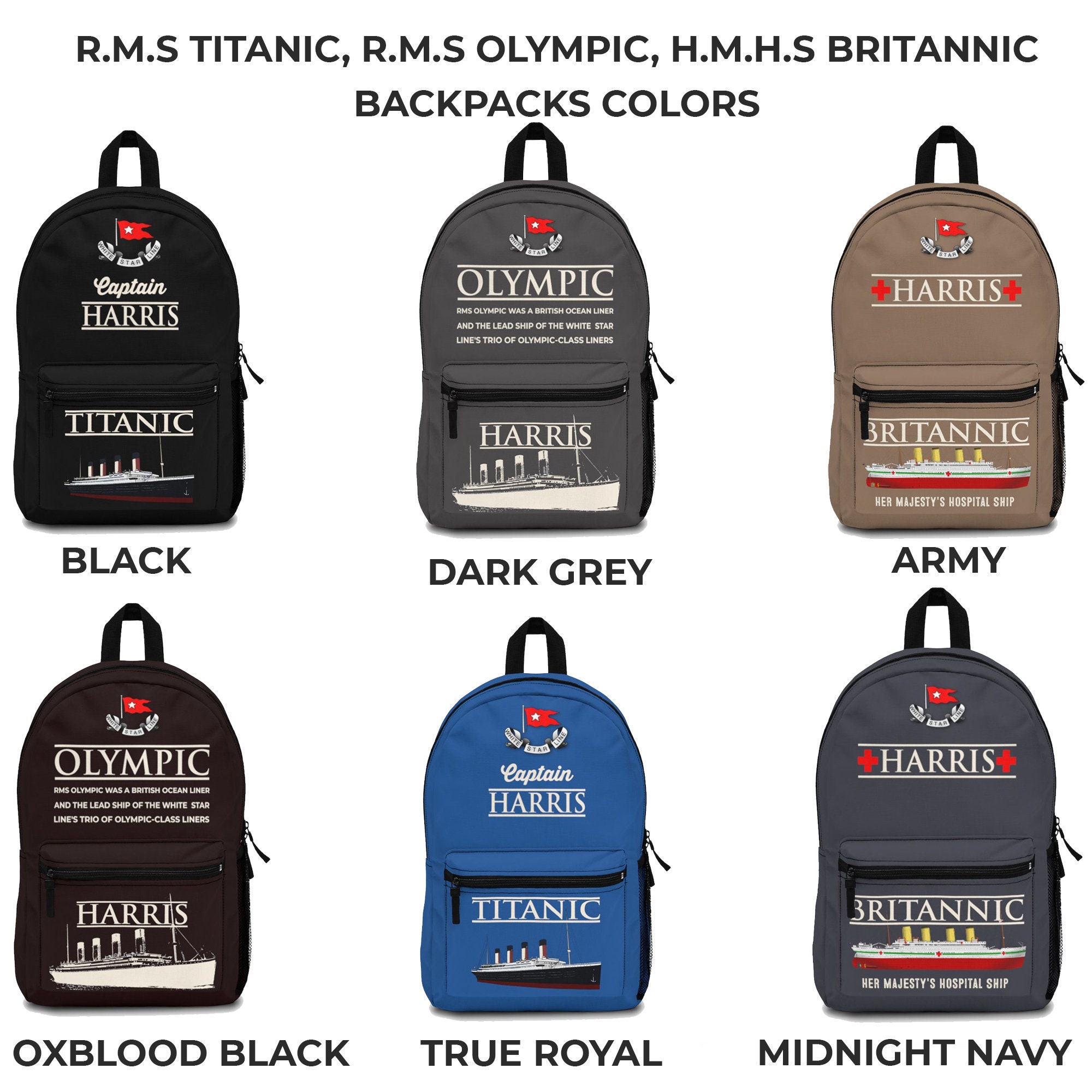 Captain Titanic Custom Name Backpack Personalized Backpack Etsy