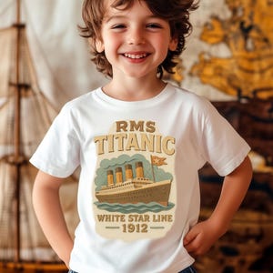 Titanic T-Shirt for Boys and Girls – RMS Titanic 1912 White Star Line Shirt for Young Ship Fans, History Buffs & Future Sea Captains T264