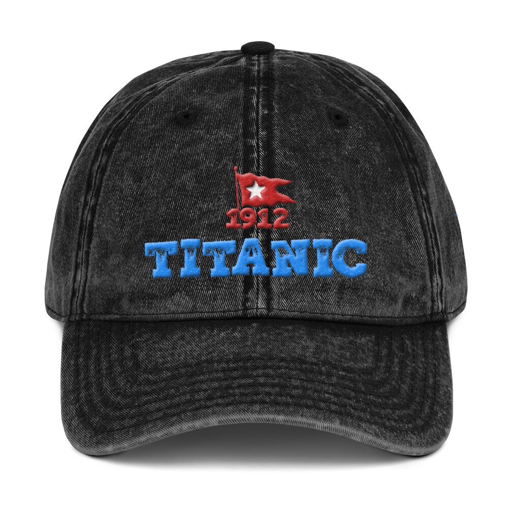 Heather Black Titanic Vintage Trucker Hat, RMS Titanic Baseball 