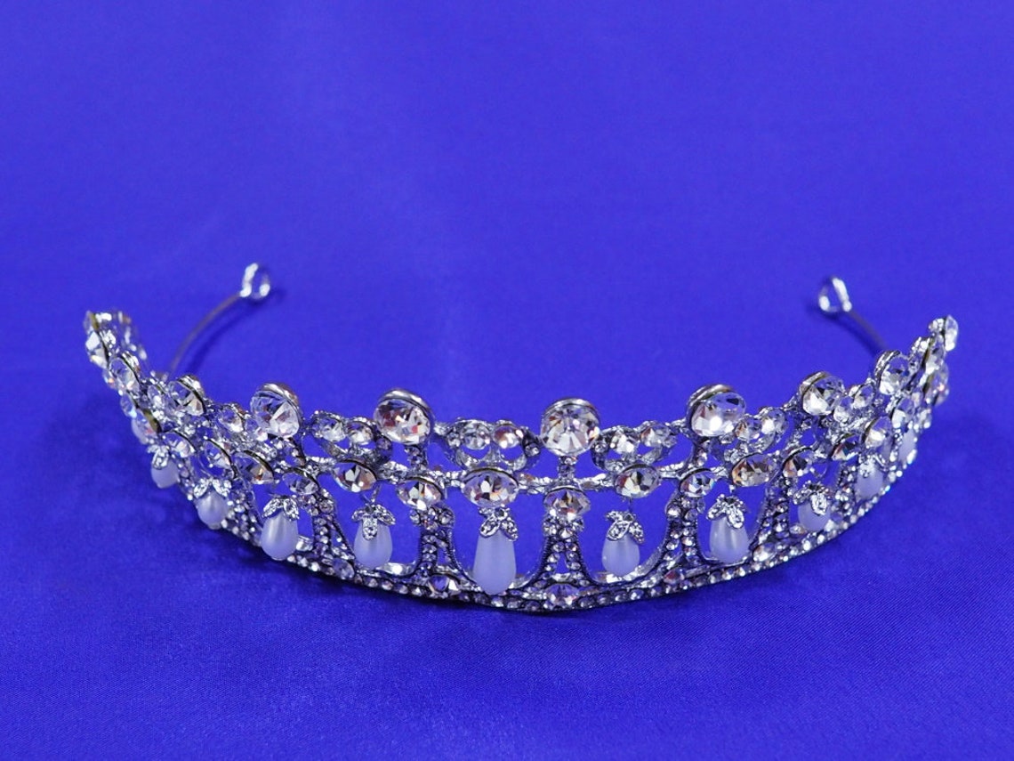 Replica Tiara Principessa Diana - Corona Cambridge Lovers' Knot, Stile Spencer, Argento, Nuovo Con Etichette
