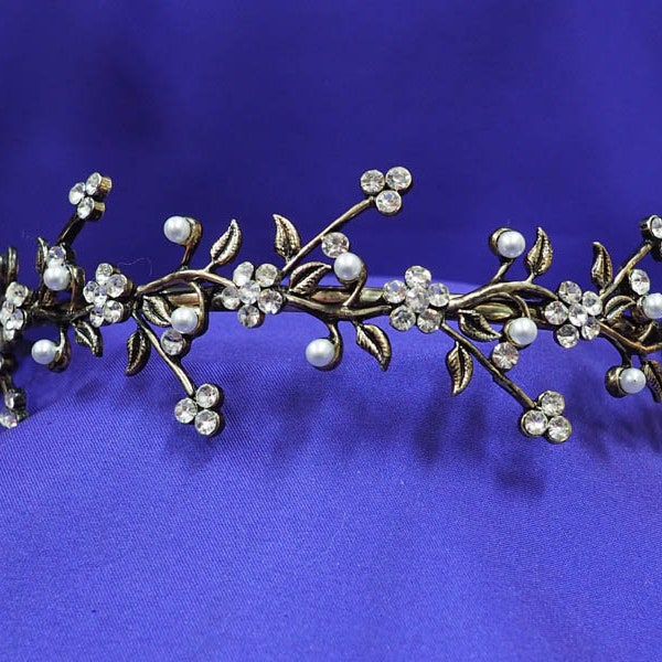 Antique Gold Floral Pearl Four Season Tiara