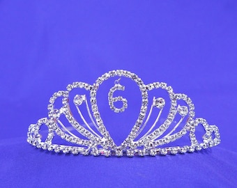 6th princess birthday gift 6 anniversary party 6 year old gift Austrian Rhinestone Silver Tiara Crown