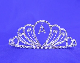 Personalized rhinestone princess tiara with single letter of name great for gift birthday party dance Letter A
