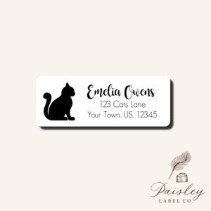 Silhouette Cat Kitten Kitty Address Labels Set of 30 Stickers Animal