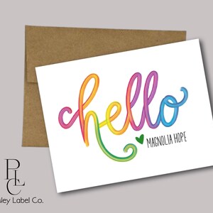 Personalized Bright Colorful Hello Rainbow Heart Minimalist Thinking of ...