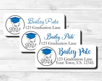 Class of 2024 Graduation High School Collage Cap Graduation Announcement Personalized Classic Simple Return Address Labels Sheet of 30