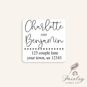 Personalized Custom Duo Name Two Names Couples Partners Minimalist Simple Classic Return Address Labels Square Mailing Stickers