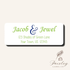 Shades and  Accents of Lime Green and Navy Blue Everyday Labels Personalized Return Address Labels Mailing Stickers Sheet of 30