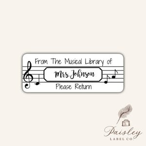 Personalized Custom Music Sticker Label Musician Music Teacher From The Library of Property Guitar Piano Violin FiddleSheet of 30