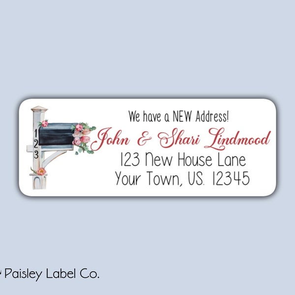 Personalized Mailbox We've Moved Moving New Home Floral Flower We have a New Address  Return Address Labels Mailing Stickers