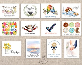 All Occasion Greeting Card Pak of 12 Note Cards Assorted Sentiments Variety Set Birthday Wedding New Baby Get Well Sympathy Graduation