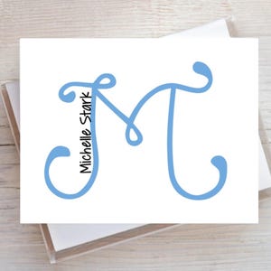 Personalized Monogram Initial Name Custom Color Note Card Set of 12 ...