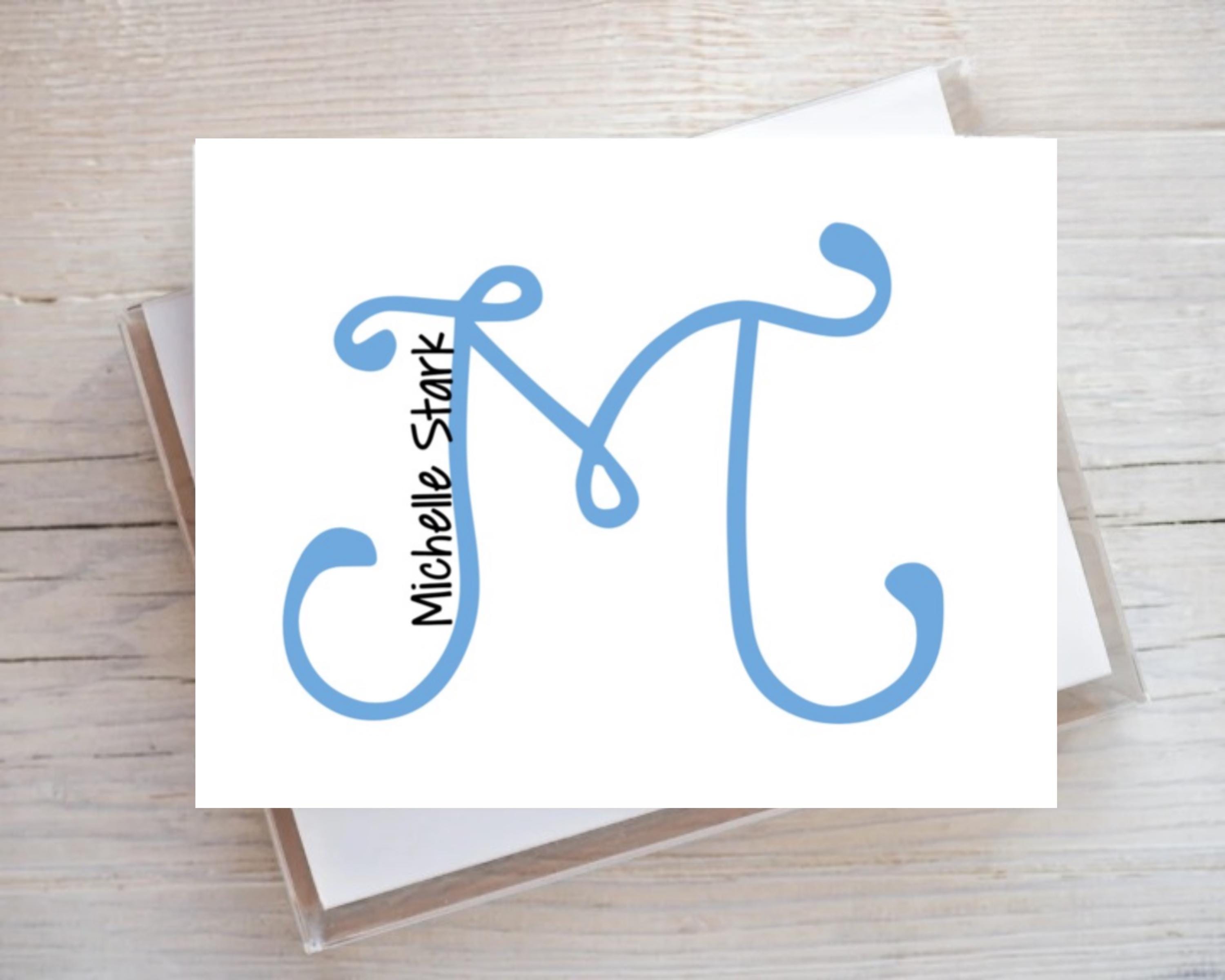 Personalized Monogram Initial Name Custom Color Note Card Set of 12 ...