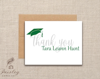 Graduation Grad Cap Thank You Custom Note Card Set Notecard Personalized Graduation Thank You Note College High School Stationery Stationary