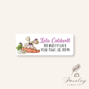 Whimsical Bunny Rabbit Bunnie Personalized Return Address Labels Set of 30