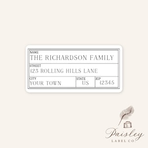 Simple Classic Vintage Retro Box Style Personalized Return Address Labels Mailing Labels Stickers  Sheet of 21