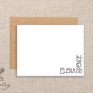 Classic Simple Minimalist Corner Name Custom Monogram Gift Notecard Note Card Personalized Custom Stationery Stationary Folded Notecard Set