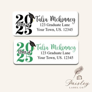 Class of 2026 Year Graduation High School Collage Cap Graduation Announcement Thank You Personalized Return Address Mailing Labels Stickers
