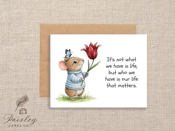 Sweet Mouse Note Card Set of 12 with Envelopes Thinking Of You Cards Blank Inside Everyday Cards Encouragement Folded Note Cards Set of 12