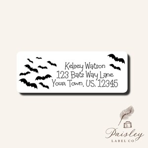 Personalized Halloween Gone Batty Bat Goth Return Address Mailing Labels Stickers Sheet of 30