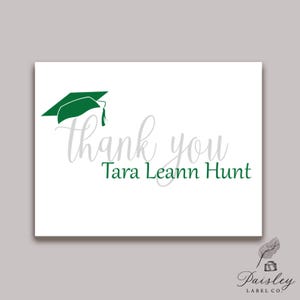 Graduation Grad Cap Thank You Custom Note Card Set Notecard Personalized Graduation Thank You Note College High School Stationery Stationary