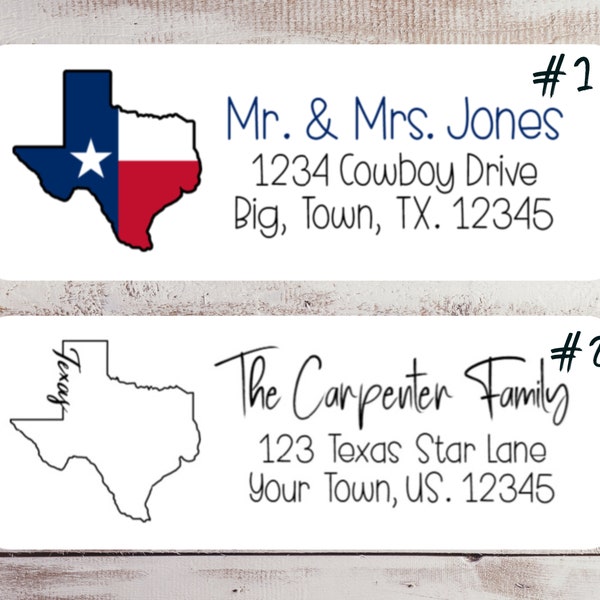 Texas Lone Star State Retro Flower Zebra Stripes Flag Cowboy Personalized Return Address Labels Set of 30