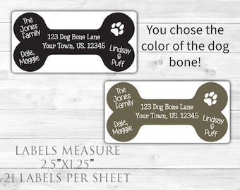 Silhouette Dog Bog Paw Print Family Names Puppy Pet Lover Dog Personalized Return Address labels Stickers Dog Owner Gift Sheet of 21