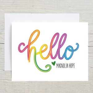 Personalized Bright Colorful Hello Rainbow Heart Minimalist Thinking of ...