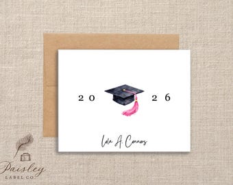 Personalized Graduation Class of 2026 Note Cards Notecards Grad Stationery Graduate Name Cards High School or College Grad Gift Set of 12