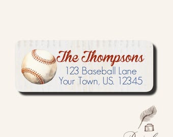 Vintage Used Baseball Ball Pitcher Outfield Bases Dugout Sport  Personalized Return Address Labels Mailing Stickers Sheet of 30