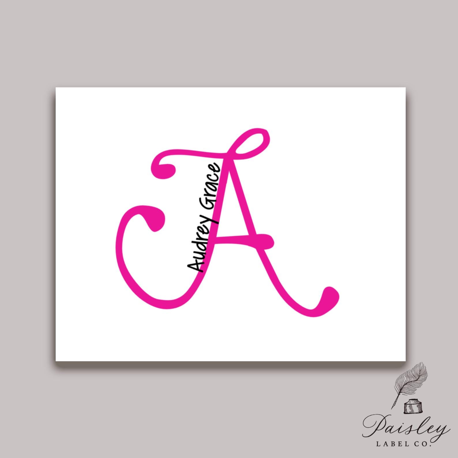 Personalized Monogram Initial Name Custom Color Note Card Set of 12 ...
