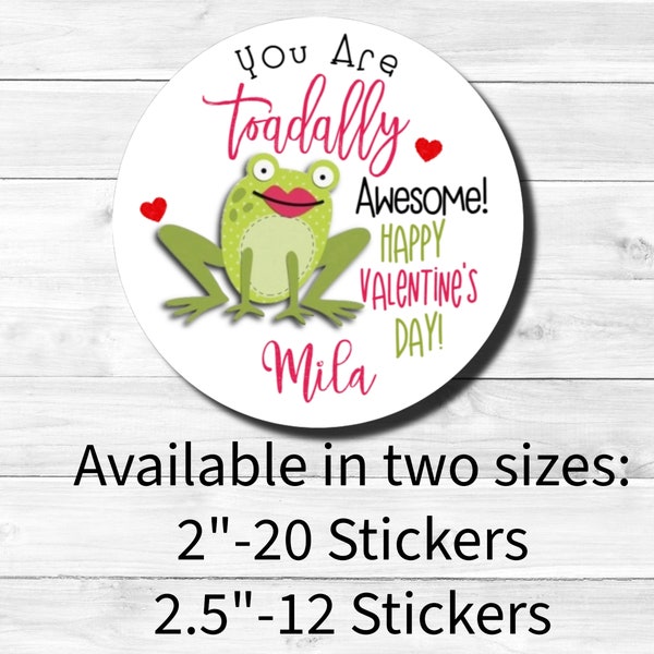 You Are Toadally Awesome Frog Toad Kid Happy Valentine's Day Heart School Class Teacher Kids Class Party Favors Label Stickers