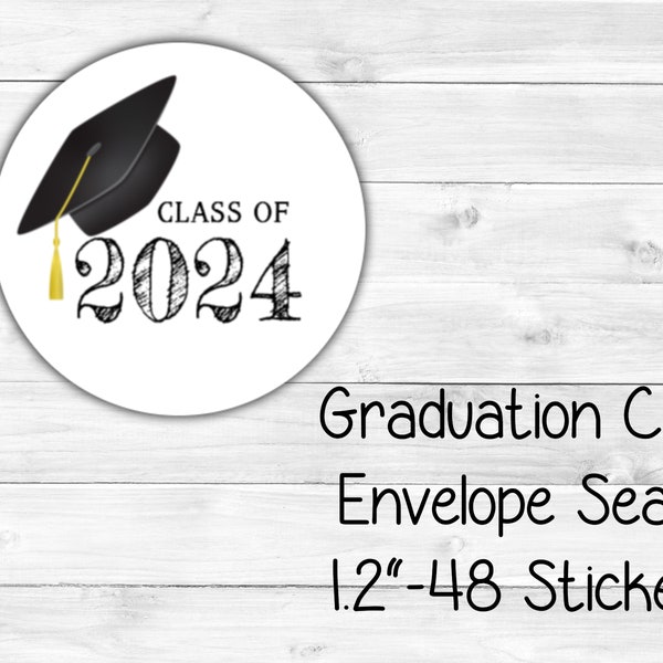 Class of 2024 Graduation Cap High School College Envelope Seal Sticker Label Set of 48