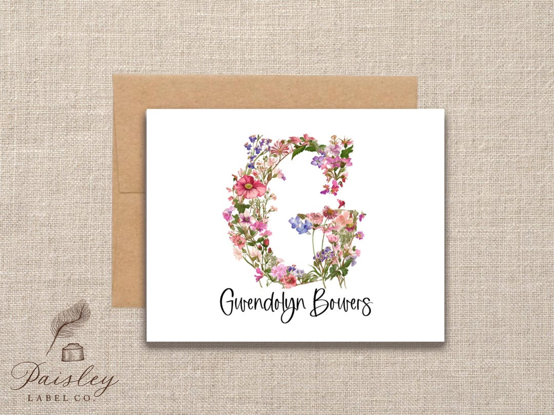 Personalized Botanical Floral Flower Meadow Flowers Monogram Initial ...