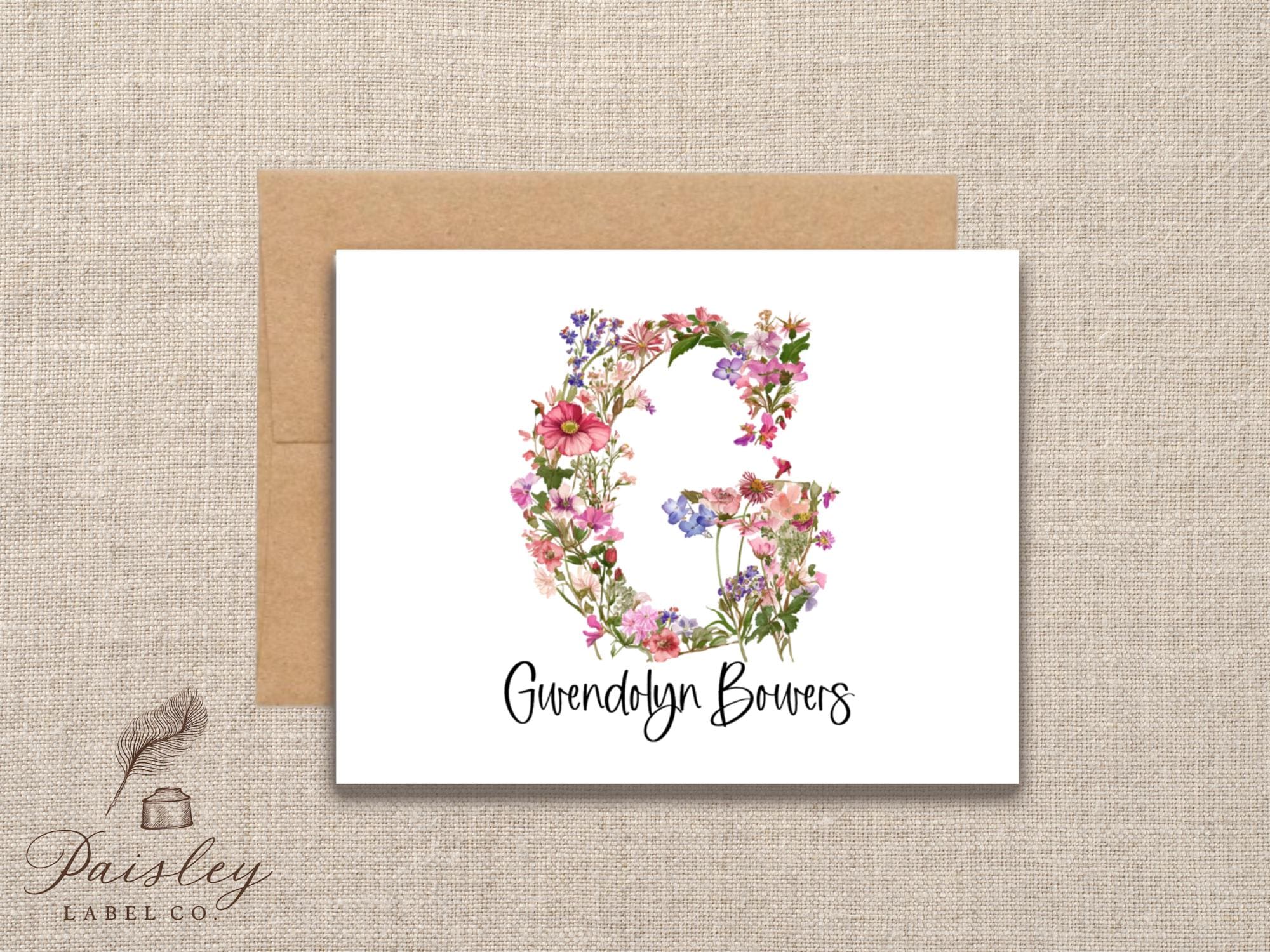 Personalized Botanical Floral Flower Meadow Flowers Monogram Initial ...