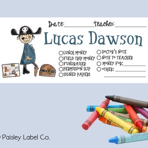 Back To School Money Envelopes School Stationery Personalized Student Kids Envelopes Carton Pirate Boy Map Matey Name School Supplies Set