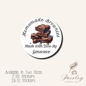 Homemade Brownies Brownie Personalized Baking Baked Goods Kitchen Labels Stickers Blondie Brownies Fudge Brownies Box Label Stickers