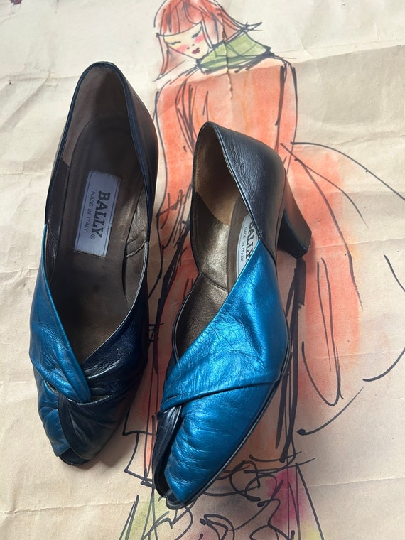 Bally, Vintage Bally leather shoes / Made in Italy / Retro shoes / Bally shoes / metallic vintage shoes