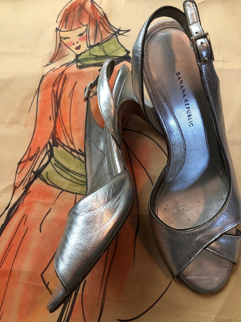 Chaussures Plates Banana Republic Angela Bout Pointu Or Métallisé - Taille US 6, Occasion