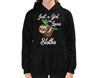 Kids Just A Girl Who Loves Sloths Hoodie - Cute Funny Lazy Sloth Lover Lover Kids Hoodie Sweatshirt