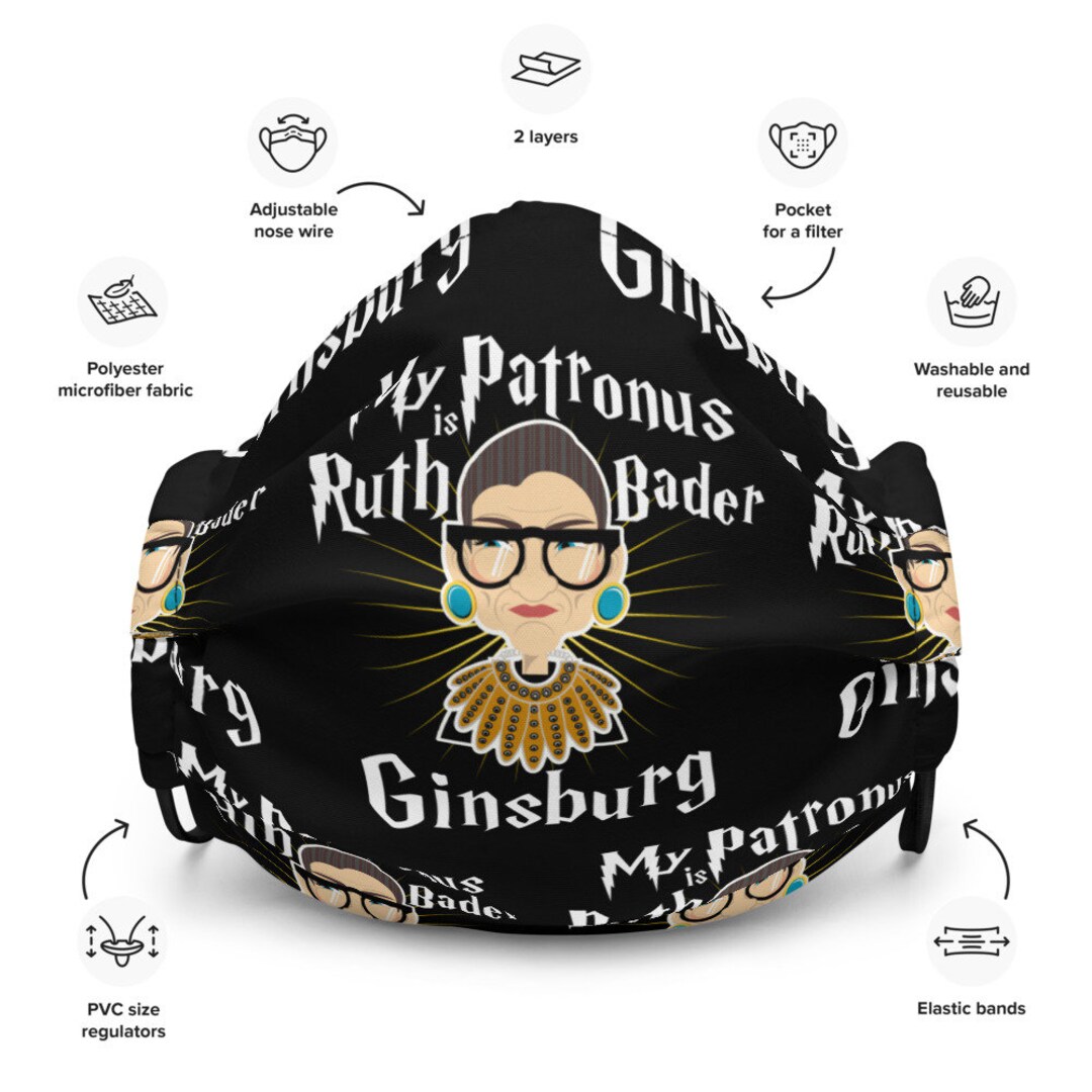 RBG Mask My Patronus is Ruth Bader Ginsburg Face Mask Ginsburg Potter ...
