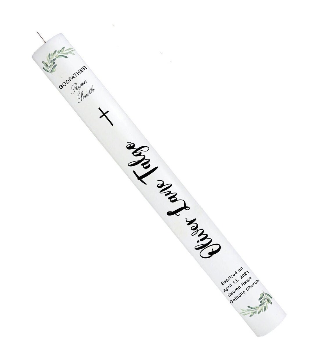 One Single Taper Candle for Baptism Etsy