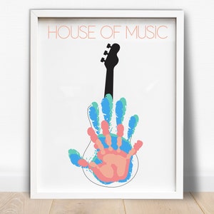 Guitar - Love Music  Handprint and Footprints Art printable for kids - Print