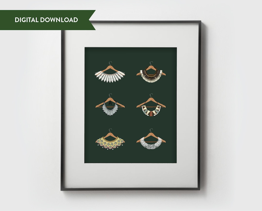 PRINTABLE RBG Collars Minimalist Illustration Art Print - Etsy