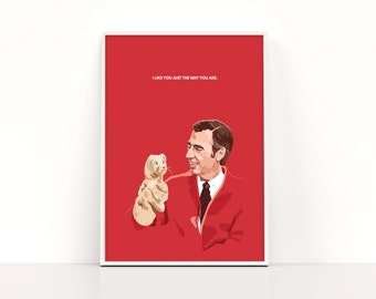 PRINTABLE Mr. Rogers "I Like You Just the Way You Are" Illustration Art Print Digital Download