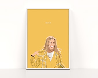 PRINTABLE Cher from Clueless - Illustration Art Print "Ugh, as if!" Digital Download