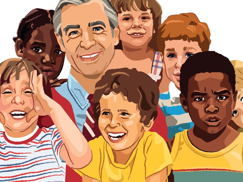 PRINTABLE Mr. Rogers and Children Illustration Art Print - Etsy